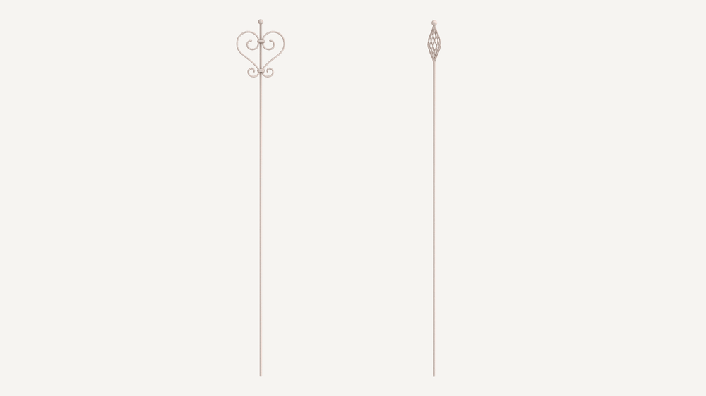 Rankstäbe Treviso und Vicenza im Set in pulverbeschichtet Sonderfarbe RAL 9001 Cremeweiß als 3D-Modell Rankstäbe Treviso und Vicenza im Set in pulverbeschichtet Sonderfarbe RAL 9001 Cremeweiß als 3D-Modell