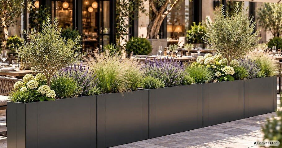 Plantenbak als afscheiding in plaats van een schutting: terras, perceel en tuin stijlvol afbakenen